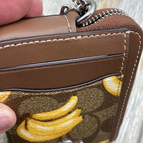 COACH Limited  Zip Card Case In Signature Canvas Banana Print Wallet Bag Purse - Picture 8 of 11